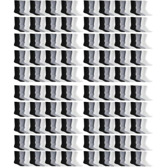 Yacht & Smith Mens & Womens Wholesale Bulk Sports Crew, Athletic Case Pack Socks, by SOCKS'NBULK (300 Pairs Mixed Assorted, Womens 9-11 (Shoe size 5-10))
