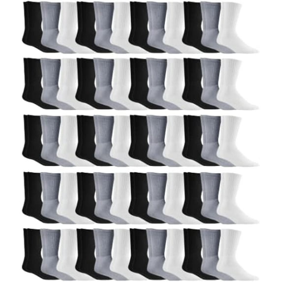 Yacht & Smith Mens & Womens Wholesale Bulk Sports Crew, Athletic Case Pack Socks, by SOCKS'NBULK (60 Paire Mixed Assorted, Mens 10-13 (Shoe Size 7-12))