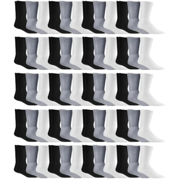 Yacht & Smith Mens & Womens Wholesale Bulk Sports Crew, Athletic Case Pack Socks, by SOCKS'NBULK (60 Paire Mixed Assorted, Mens 10-13 (Shoe Size 7-12))