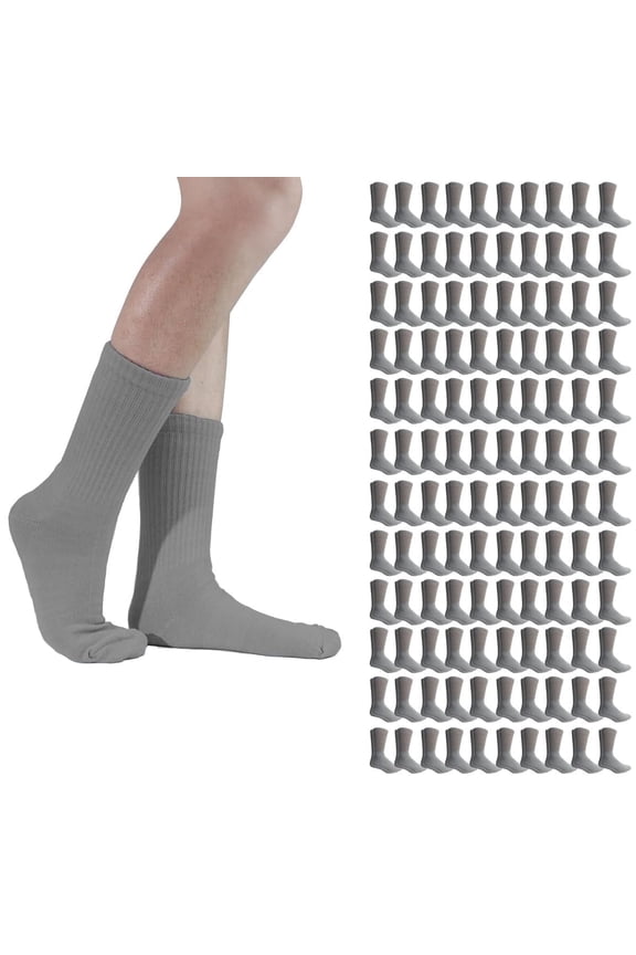 Mens & Womens Wholesale Bulk Sports Crew, Athletic Case Pack Socks, by SOCKS'NBULK (120 Pairs Gray, Womens 9-11 (Shoe size 5-10))