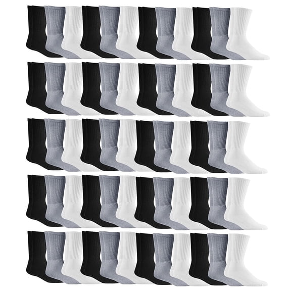 Yacht & Smith Mens & Womens Wholesale Bulk Sports Crew, Athletic Case Pack Socks, by SOCKS'NBULK (60 Pairs Assorted, Womens 9-11 (Shoe size 5-10))