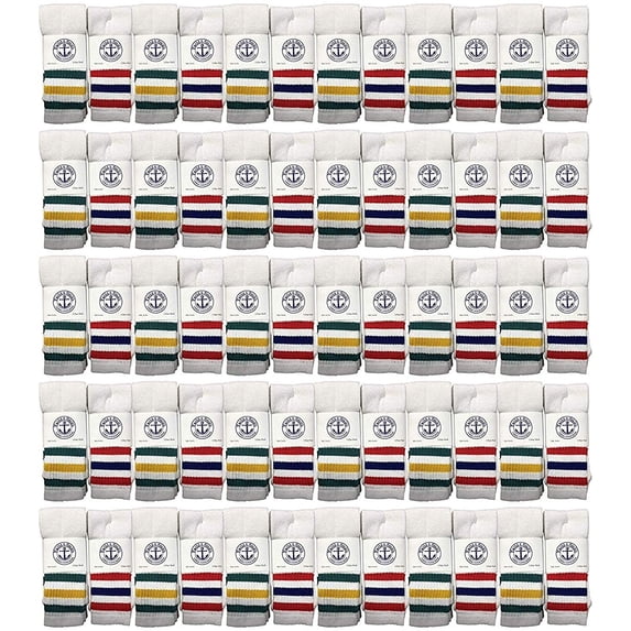 Yacht & Smith Old Retro Striped Cotton Tube Socks Wholesale Bulk Cotton Sport Socks (120, Womens (9-11))