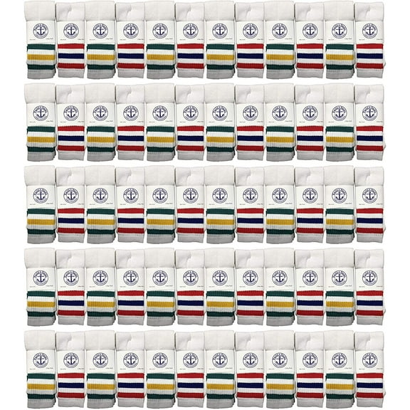 Yacht & Smith Old Retro Striped Cotton Tube Socks Wholesale Bulk Cotton Sport Socks (60, Women's 9-11)