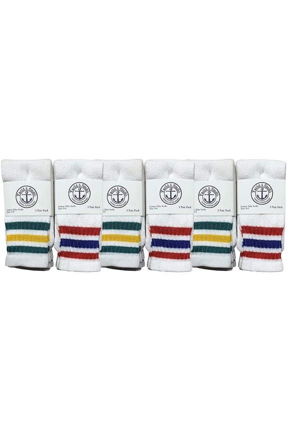 Old School Retro Striped Cotton Tube Socks Wholesale Bulk Cotton Sport Socks (6, Kids (4-6))