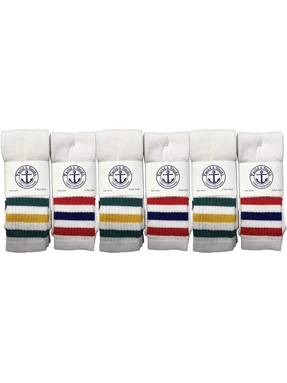 Old School Retro Striped Cotton Tube Socks Wholesale Bulk Cotton Sport Socks (6, Mens (10-13))