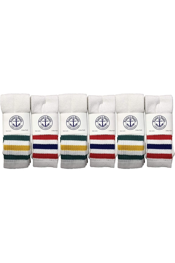 Old School Retro Striped Cotton Tube Socks Wholesale Bulk Cotton Sport Socks (6, Mens (10-13))