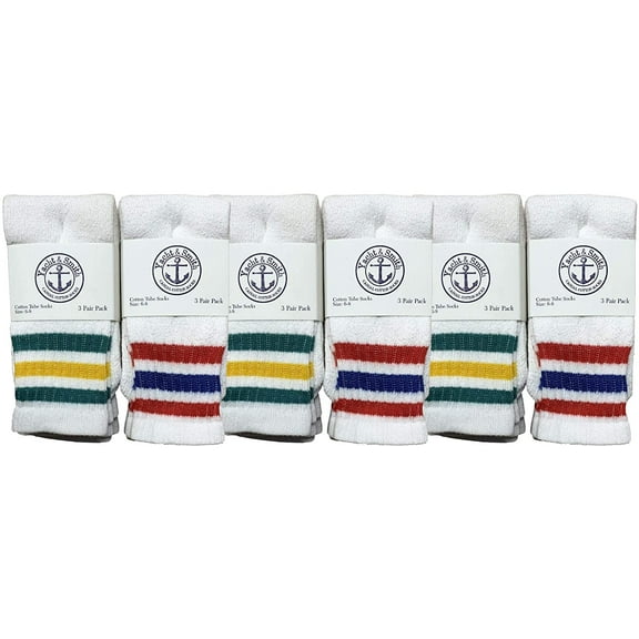 Yacht & Smith Old School Retro Striped Cotton Tube Socks Wholesale Bulk Cotton Sport Socks (6, Womens (9-11))