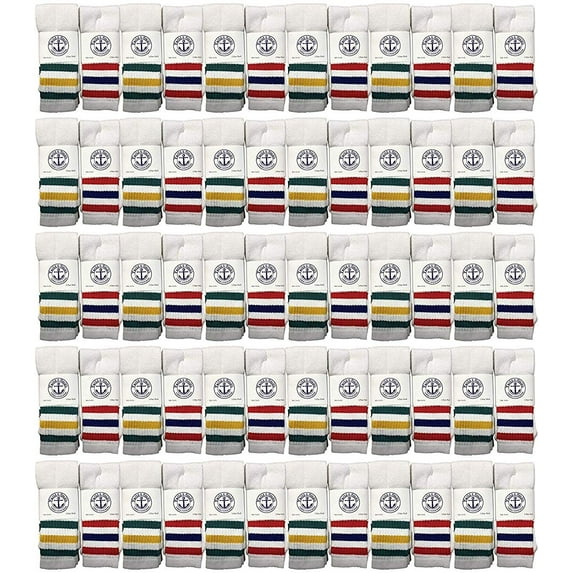 Yacht & Smith Old School Retro Striped Cotton Tube Socks Wholesale Bulk Cotton Sport Socks (60, Kids (6-8))