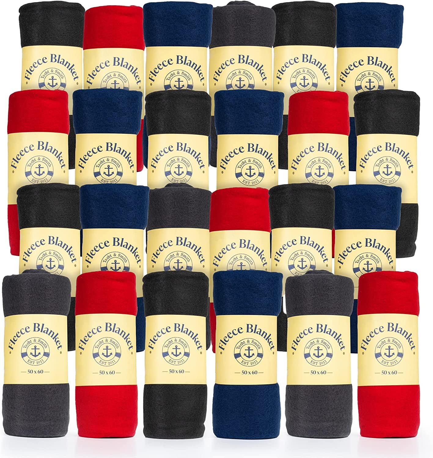 Yacht & Smith Soft Fleece Blankets 50 X 60, Lightweight, Cozy Warm Throws Dark Colorful Blanket Sofa Travel Outdoor, Wholesale