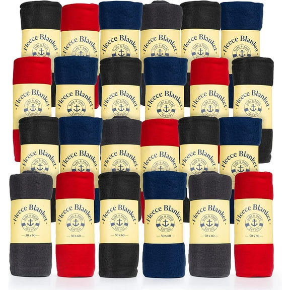 Yacht & Smith Soft Fleece Blankets 50 X 60, Lightweight, Cozy Warm Throws Dark Colorful Blanket Sofa Travel Outdoor, Wholesale