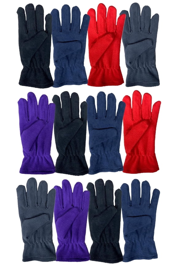 Value Pack of Unisex Warm Winter Fleece Gloves, Many Colors,