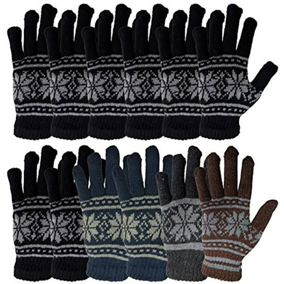 Yacht & Smith Warm Winter Gloves, Mens Womens, Stretchy Unisex Winter (12 Pack Snowflakes)