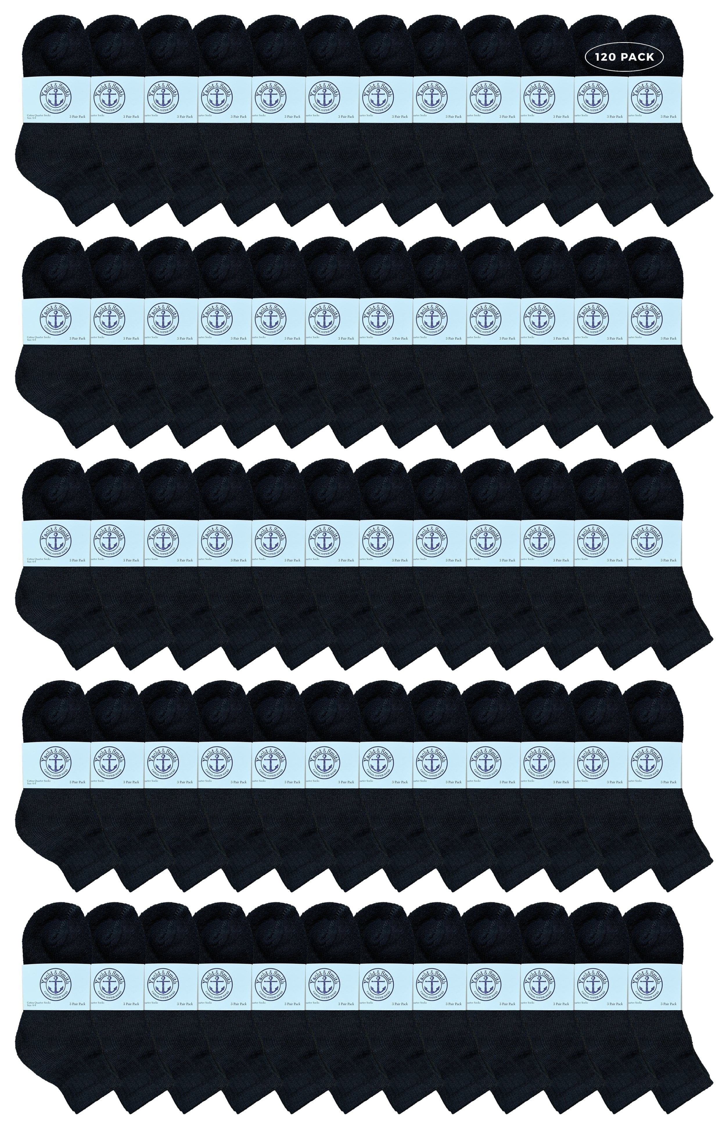 Yacht & Smith Wholeasle Kids Mid Ankle Socks, Cotton Bulk Sport Ankle Socks - 4-6 - Black - 120 Packs