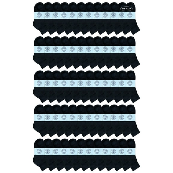 Yacht & Smith Wholeasle Kids Mid Ankle Socks, Cotton Bulk Sport Ankle Socks - 4-6 - Black - 240 Packs
