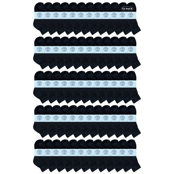 Yacht & Smith Wholeasle Kids Mid Ankle Socks, Cotton Bulk Sport Ankle Socks - 4-6 - Black - 72 Packs