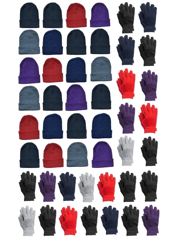 Wholesale Beanie and Glove Winter Bulk Kit, Adults Bulk Sets, Homeless Donation Shelters