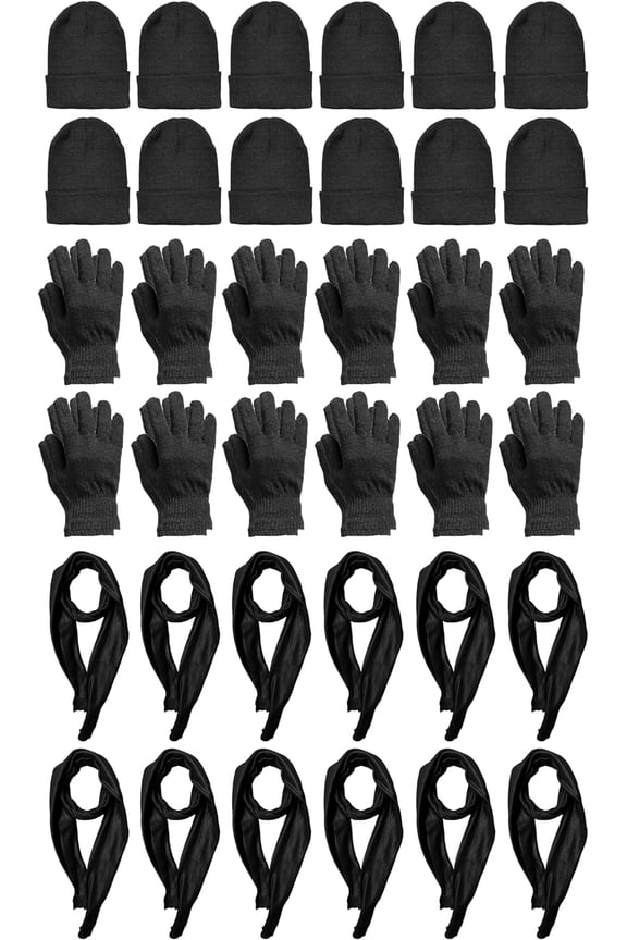 Wholesale Beanie and Glove Winter Bulk Kit, Kids Adults Bulk Sets, Homeless Donation Shelters