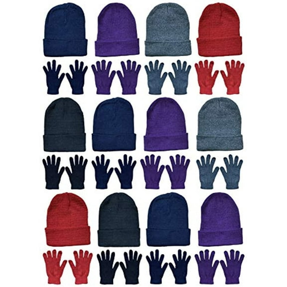 Yacht & Smith Wholesale Beanie and Glove Winter Bulk Kit, Kids Adults Bulk Sets, Homeless Donation Shelters