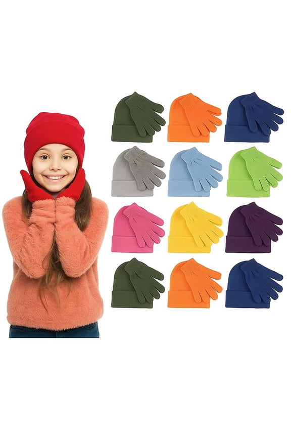Wholesale Beanie and Glove Winter Bulk Kit, Kids Adults Bulk Sets, Homeless Donation Shelters