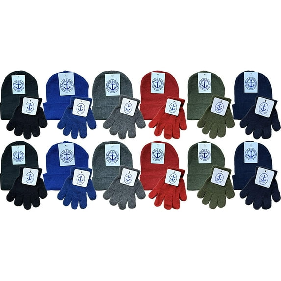Yacht & Smith Wholesale Beanie and Glove Winter Bulk Kit, Kids Adults Bulk Sets, Homeless Donation Shelters