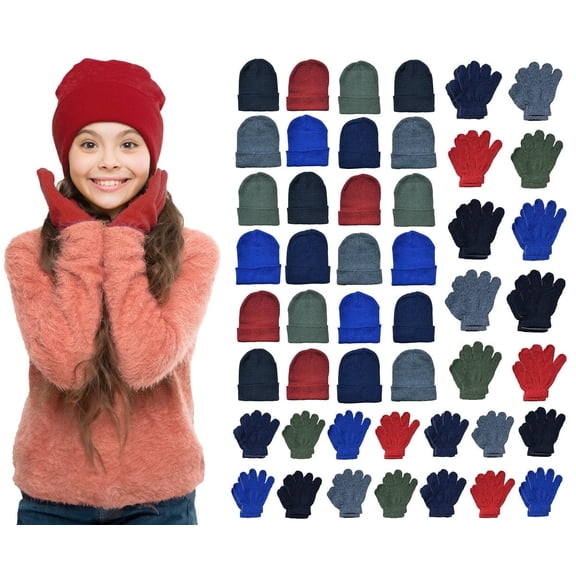 Yacht & Smith Wholesale Beanie and Glove Winter Bulk Kit, Kids Adults Bulk Sets, Homeless Donation Shelters