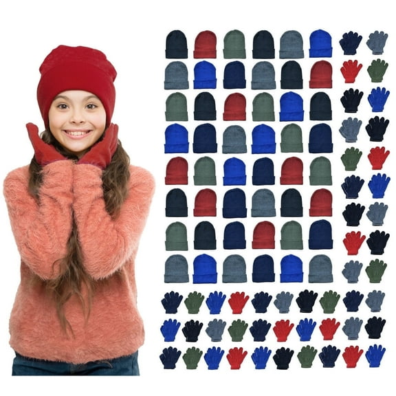 Yacht & Smith Wholesale Beanie and Glove Winter Bulk Kit, Kids Adults Bulk Sets, Homeless Donation Shelters