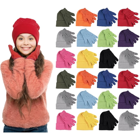 Yacht & Smith Wholesale Beanie and Glove Winter Bulk Kit, Kids Adults Bulk Sets, Homeless Donation Shelters