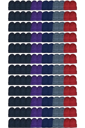 Wholesale Beanies, Bulk Thermal Winter Solid Hat (240 Packs Assorted Solid Beanies)
