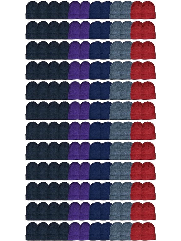 Wholesale Beanies, Bulk Thermal Winter Solid Hat (240 Packs Assorted Solid Beanies)