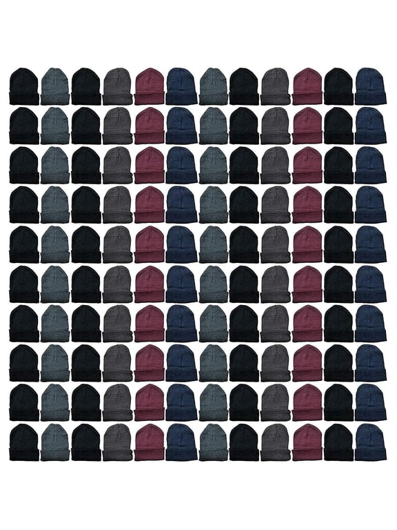 Wholesale Beanies, Bulk Thermal Winter Solid Hat (240 Pairs Assorted Beanies)