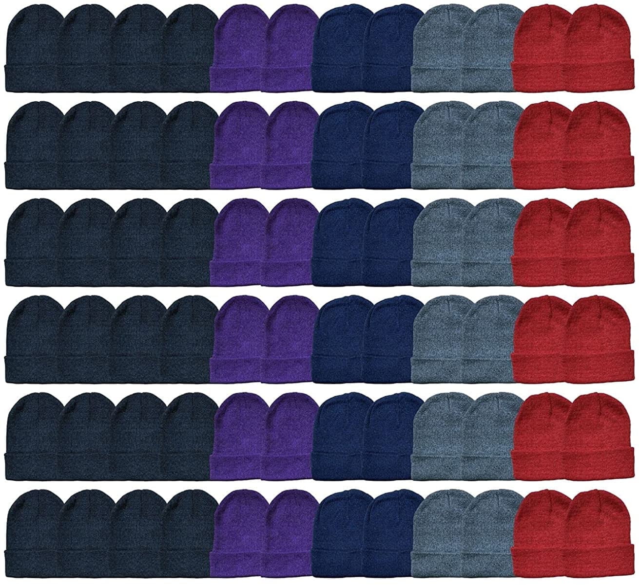 Yacht & Smith Wholesale Beanies, Bulk Thermal Winter Solid Hat (60 Packs Assorted Solid Beanies)