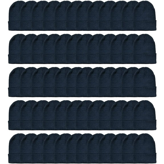 Yacht & Smith Wholesale Beanies Or Gloves, Bulk Thermal Winter Solid Hat (60 Packs Black Hat)