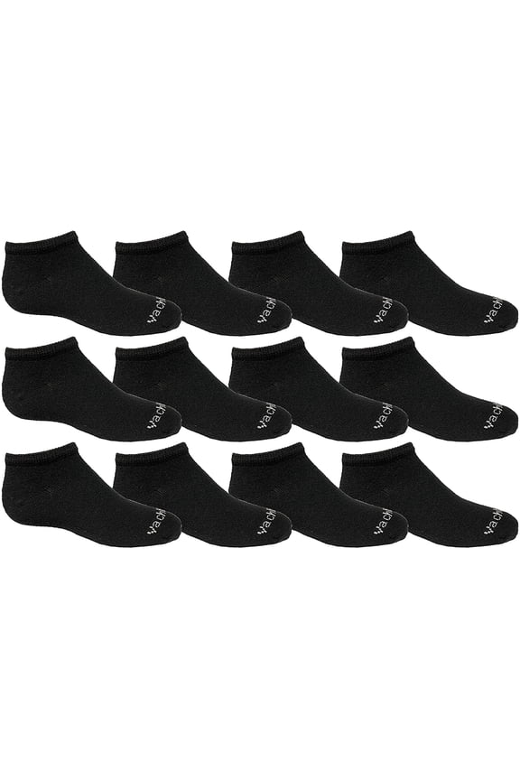Wholesale Boys and Girls 97% Cotton Shoe Liner Training Socks Size 6-8, No Show Thin Low Cut Sport Ankle Socks (Black, 12)