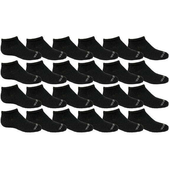 Yacht & Smith Wholesale Boys and Girls 97% Cotton Shoe Liner Training Socks Size 6-8, No Show Thin Low Cut Sport Ankle Socks (Black, 24)
