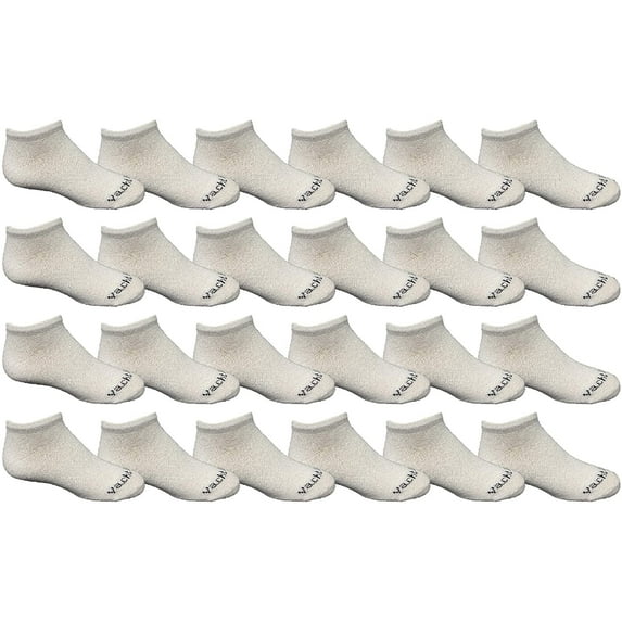 Yacht & Smith Wholesale Boys and Girls 97% Cotton Shoe Liner Training Socks Size 6-8, No Show Thin Low Cut Sport Ankle Socks (White, 24)