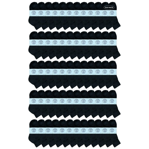 Yacht & Smith Wholesale Bulk Kids Mid Ankle Crew Socks, Cotton Sport Athletic Ankle Socks - 6-8 - Black - 240 Packs