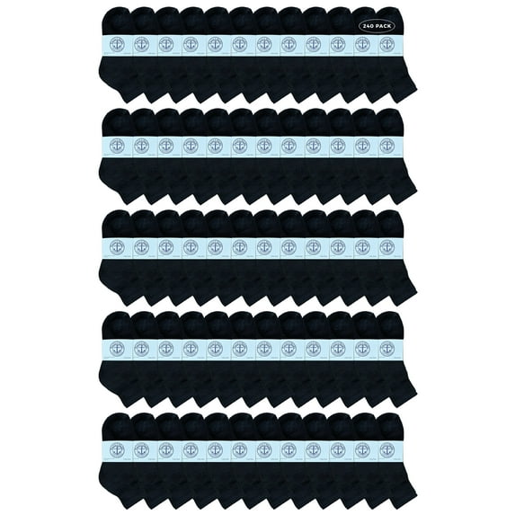Yacht & Smith Wholesale Bulk Kids Mid Ankle Crew Socks, Cotton Sport Athletic Ankle Socks - 6-8 - Black - 240 Packs