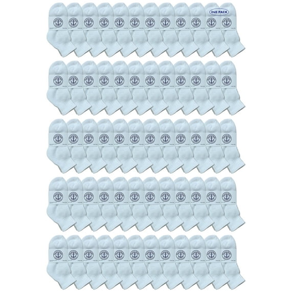 Yacht & Smith Wholesale Bulk Kids Mid Ankle Socks, Cotton Sport Athletic Ankle Socks - 4-6 - White - 240 Packs