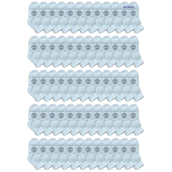 Yacht & Smith Wholesale Bulk Kids Mid Ankle Socks, Cotton Sport Athletic Ankle Socks - 4-6 - White - 60 Packs