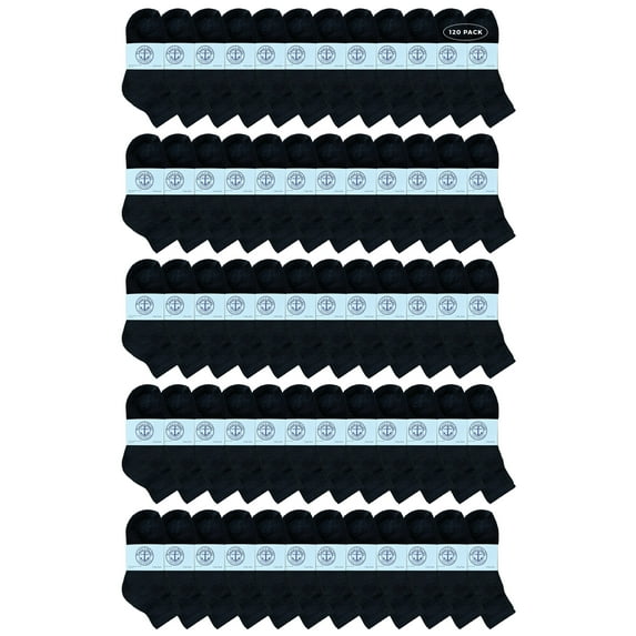 Yacht & Smith Wholesale Bulk Kids Mid Ankle Socks, Cotton Sport Athletic Ankle Socks - 6-8 - Black - 120 Packs