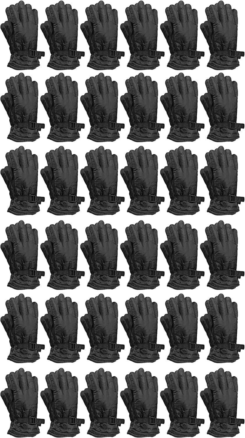 Yacht & Smith Wholesale Bulk Mens Black Winter Ski Glove, Cold Resistant Thermal Wear