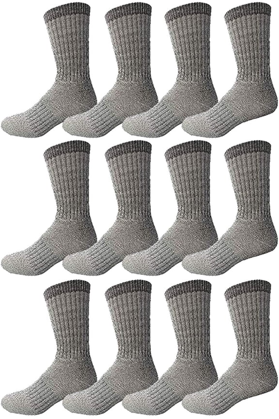 Wholesale Bulk Merino Wool Thermal Hiking Boot Socks, Mens Womans Kids (Mens/Assorted, 4) (Mens/Gray)