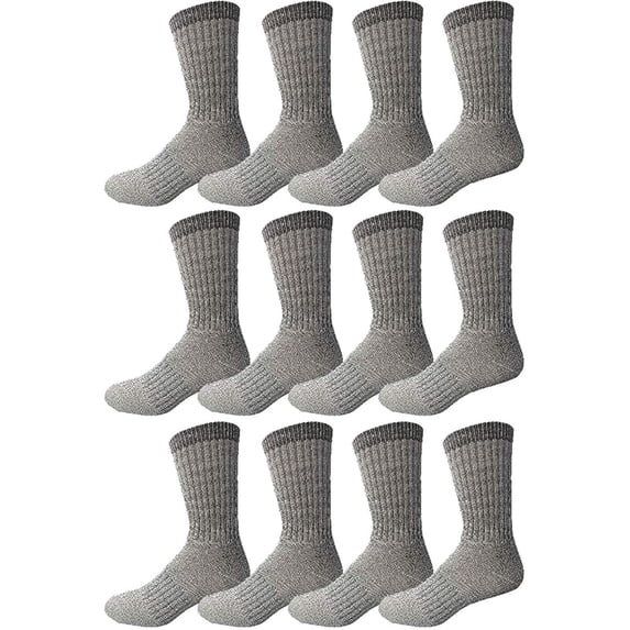 Yacht & Smith Wholesale Bulk Merino Wool Thermal Hiking Boot Socks, Mens Womans Kids (Mens/Assorted, 4) (Womens/Gray)