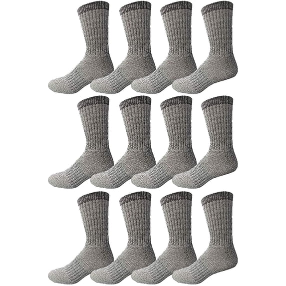 Yacht & Smith Wholesale Bulk Merino Wool Thermal Hiking Boot Socks, Mens Womans Kids (Mens/Assorted, 4) (Womens/Gray)