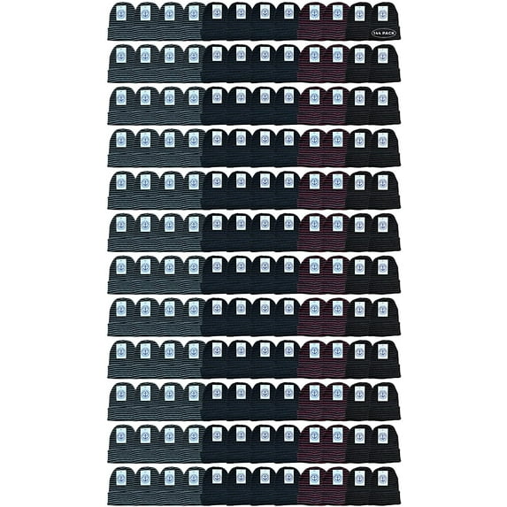 Yacht & Smith Wholesale Bulk Winter Beanies, Cold Weather Thermal Stretch Skull Cap, Mens Womens Unisex Hat (Pack D/Striped, 144)