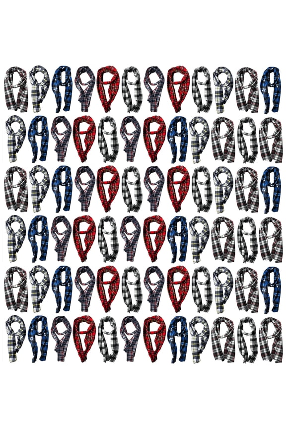 Wholesale Bulk Winter Fleece Scarf Solid Black And Plaid, Scarves in Bulk Unisex, One Size