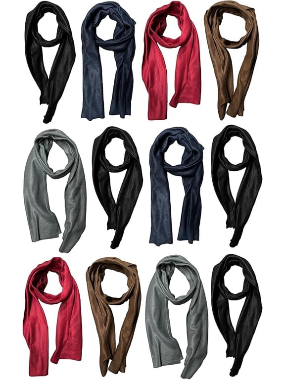 Wholesale Bulk Winter Fleece Scarf Solid Black And Plaid, Scarves in Bulk Unisex, One Size
