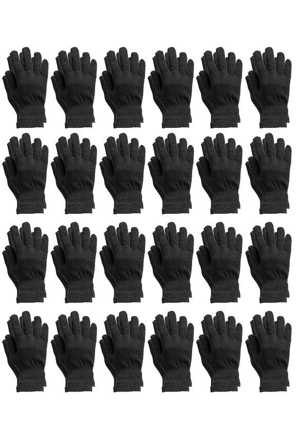 Wholesale Bulk Winter Gloves For Men Woman, Bulk Pack Warm Winter Thermal Gloves (24 Pairs Black)