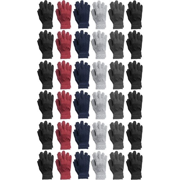 Yacht & Smith Wholesale Bulk Winter Gloves For Men Woman, Bulk Pack Warm Winter Thermal Gloves (Mens 36 Pairs Solids)