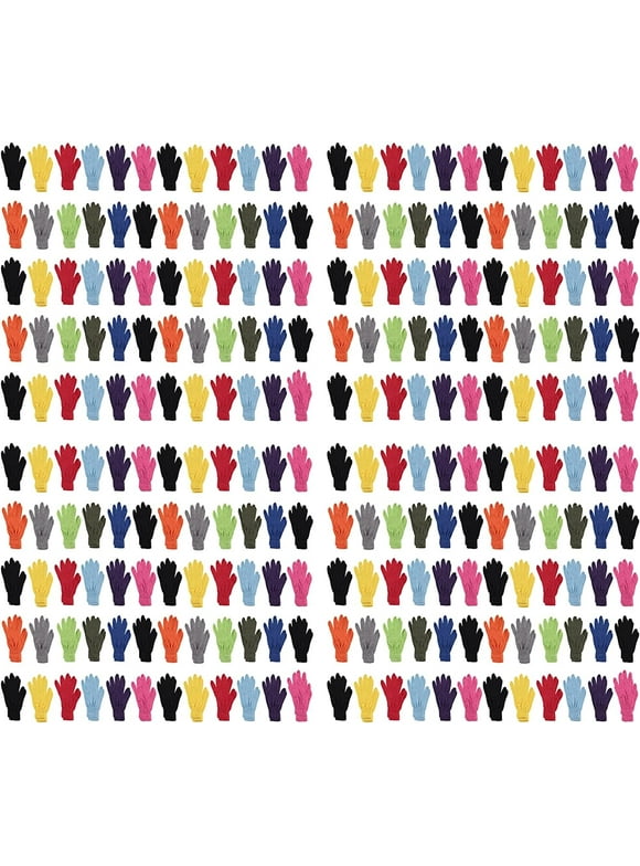 Wholesale Bulk Winter Magic Gloves Warm Brushed Interior, Stretchy Assorted Mens Womens Unisex Adult ( 240 Pairs )